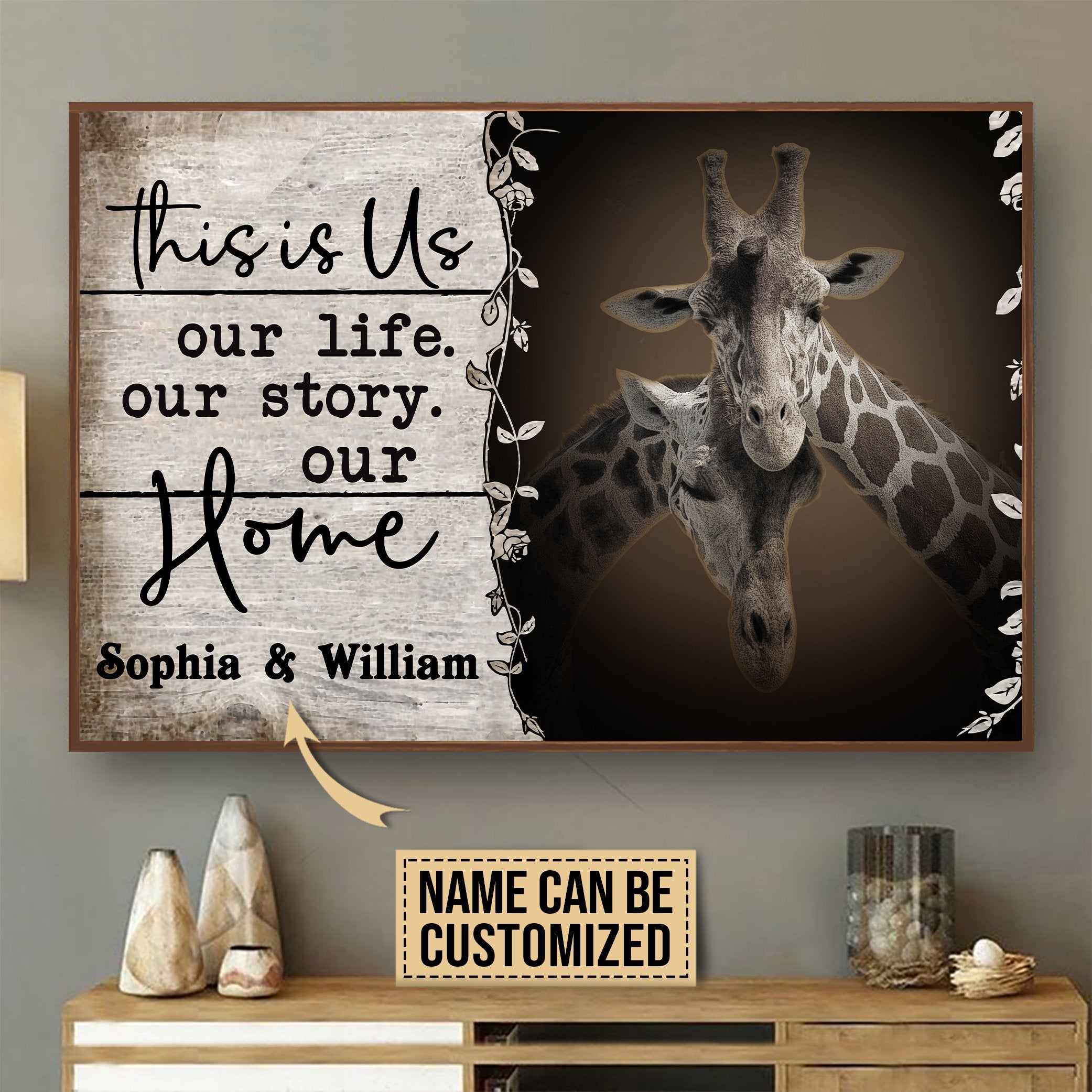 Aeticon Gifts Personalized Giraffe This Is Us Canvas Mom Dad Gift Home Decor