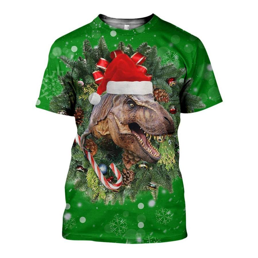 3D All Over Printed Dinosaur Ugly Christmas Shirts and Shorts