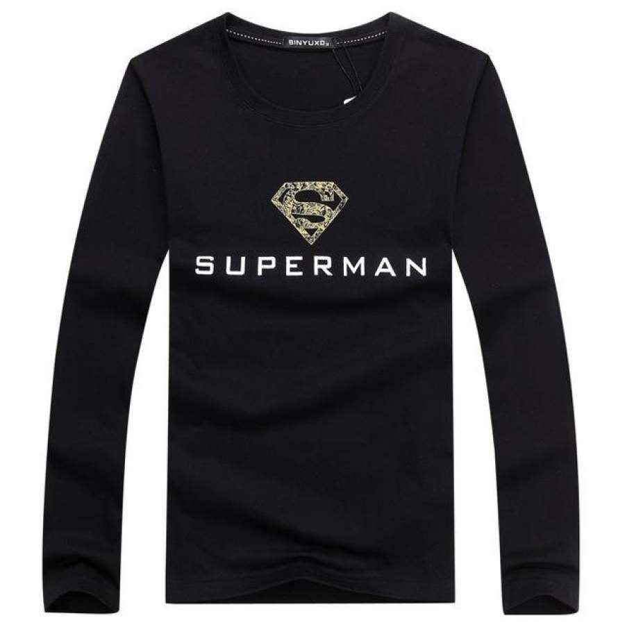 Autumn Superman T Shirt Long Sleeve Casual t shirt cotton hip hop tops