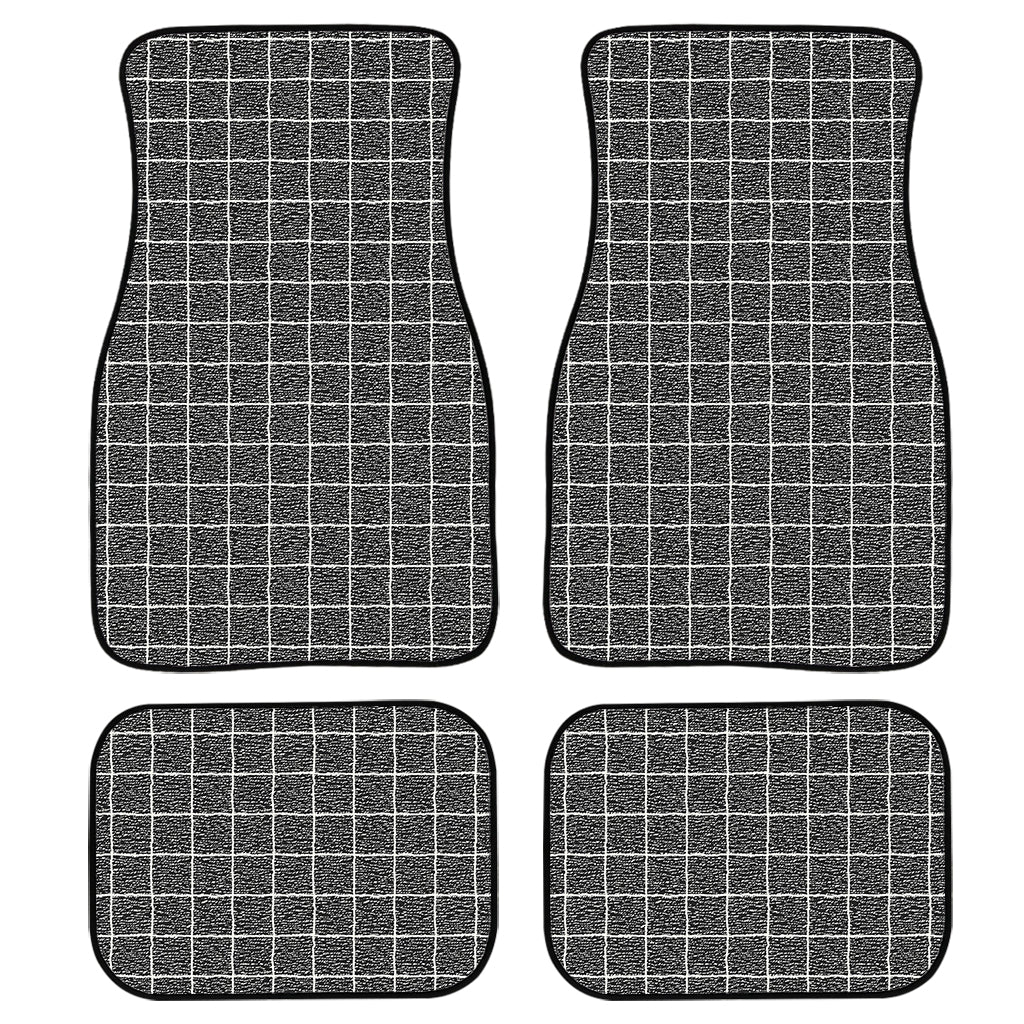 Noisy Windowpane Pattern Print Front And Back Car Floor Mats, Front Car Mat