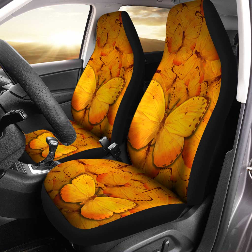 Yellow Butterfly Car Seat Covers Custom Cute Car Accessories