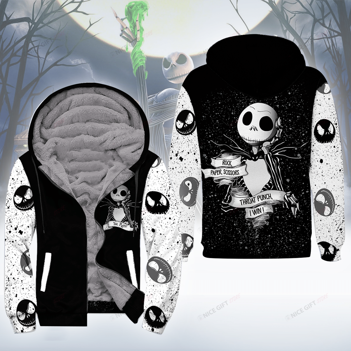 Rock, Paper, Scissors. Throat Punch, I Win! Fleece Zip Hoodie Fzh-K1A7