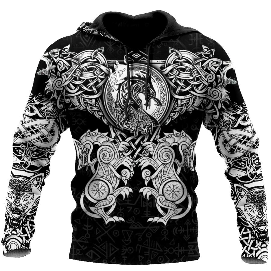 All Over Printed Viking Wolf Hoodie HTT23092001-MEI