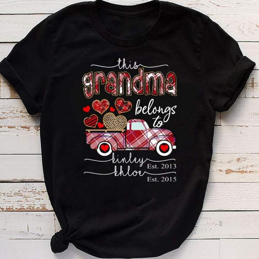 This Grandma Belongs To Heart Truck Personalized T-shirt Gift For Mothers and Grandmothers