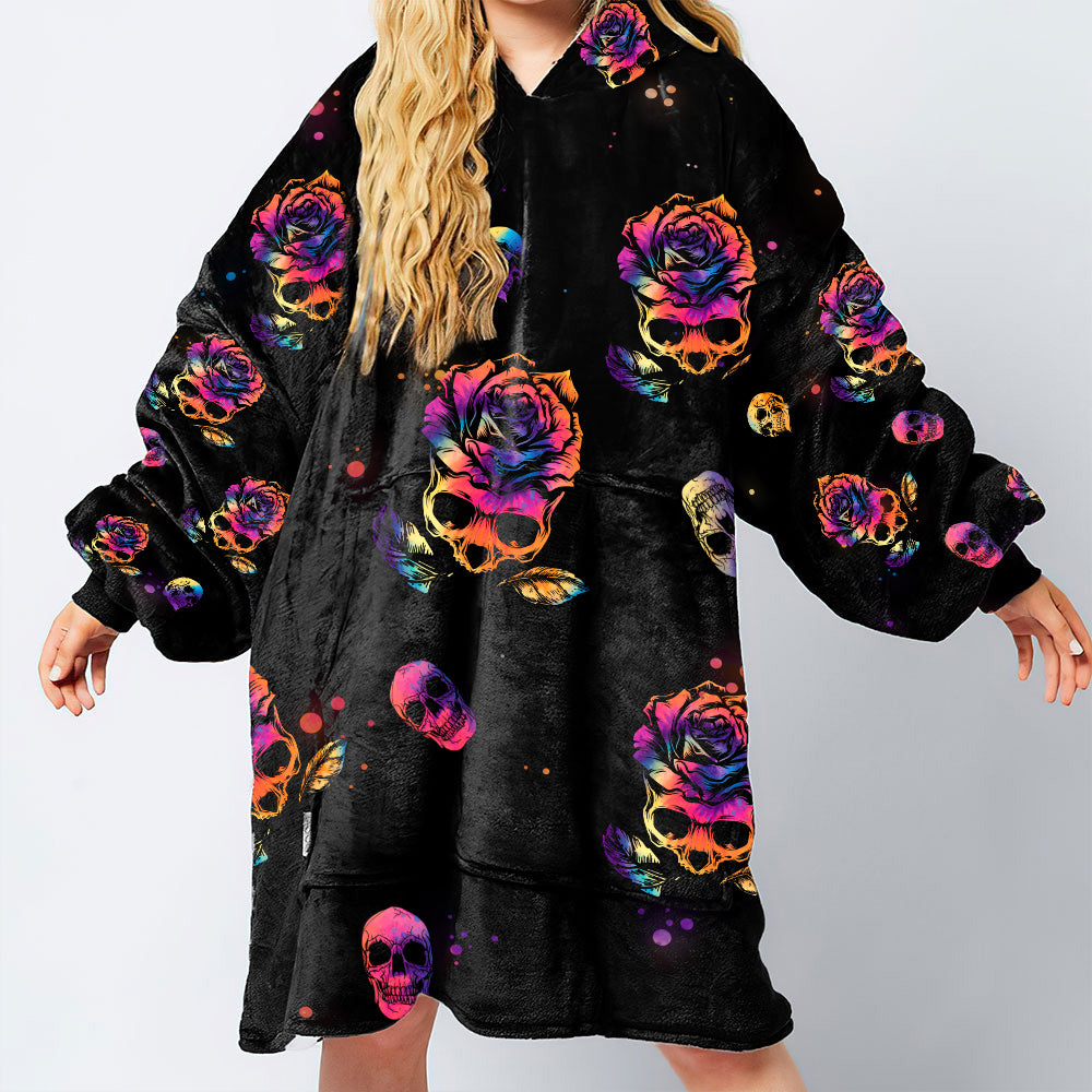 Zero Fcks Given Rose Skull Sherpa Blanket Hoodie – Tltm1808213