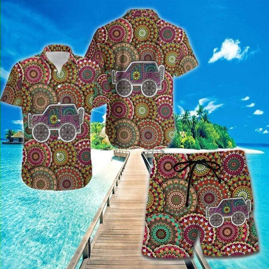 Hawaii Aloha Shirts Beach Shorts Jeep Mandala Ha37304