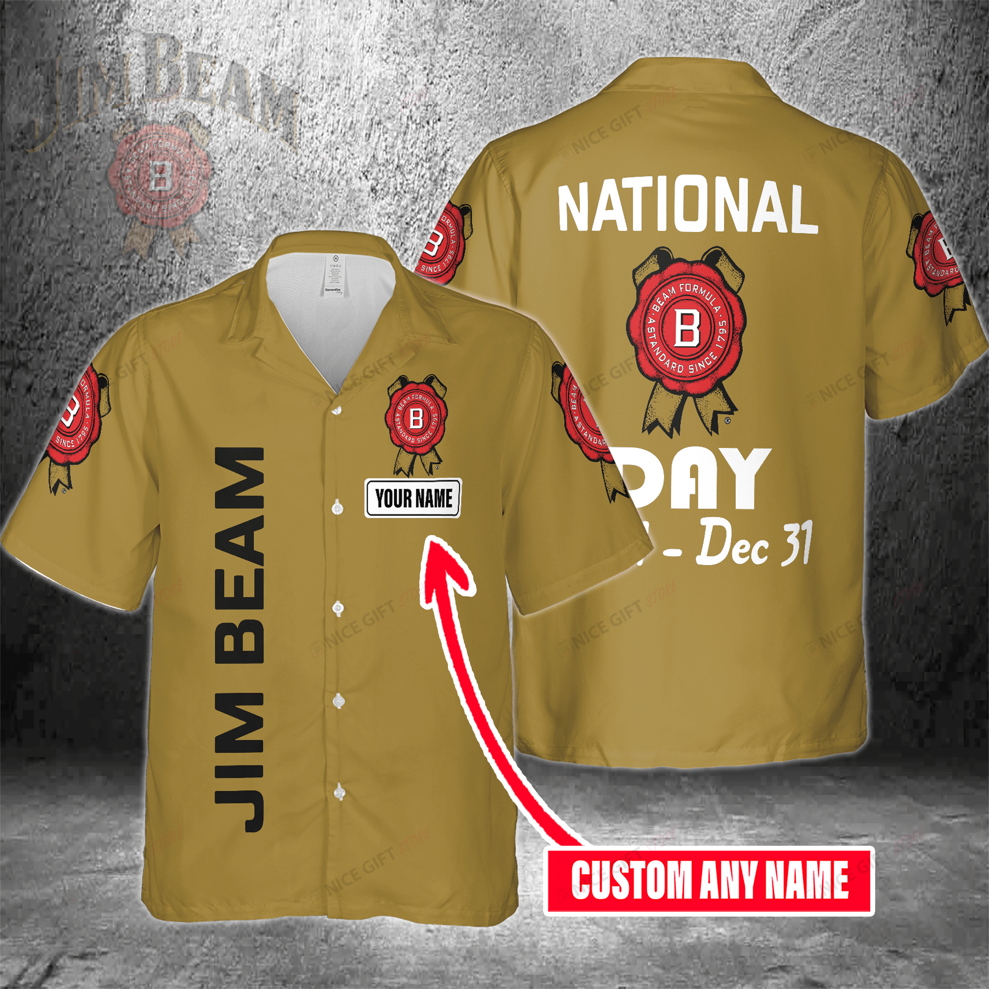 National Jim Beam Day Jan 1 – Dec 31 Custom Name Hawaiian Shirt 3Hs-D2T9