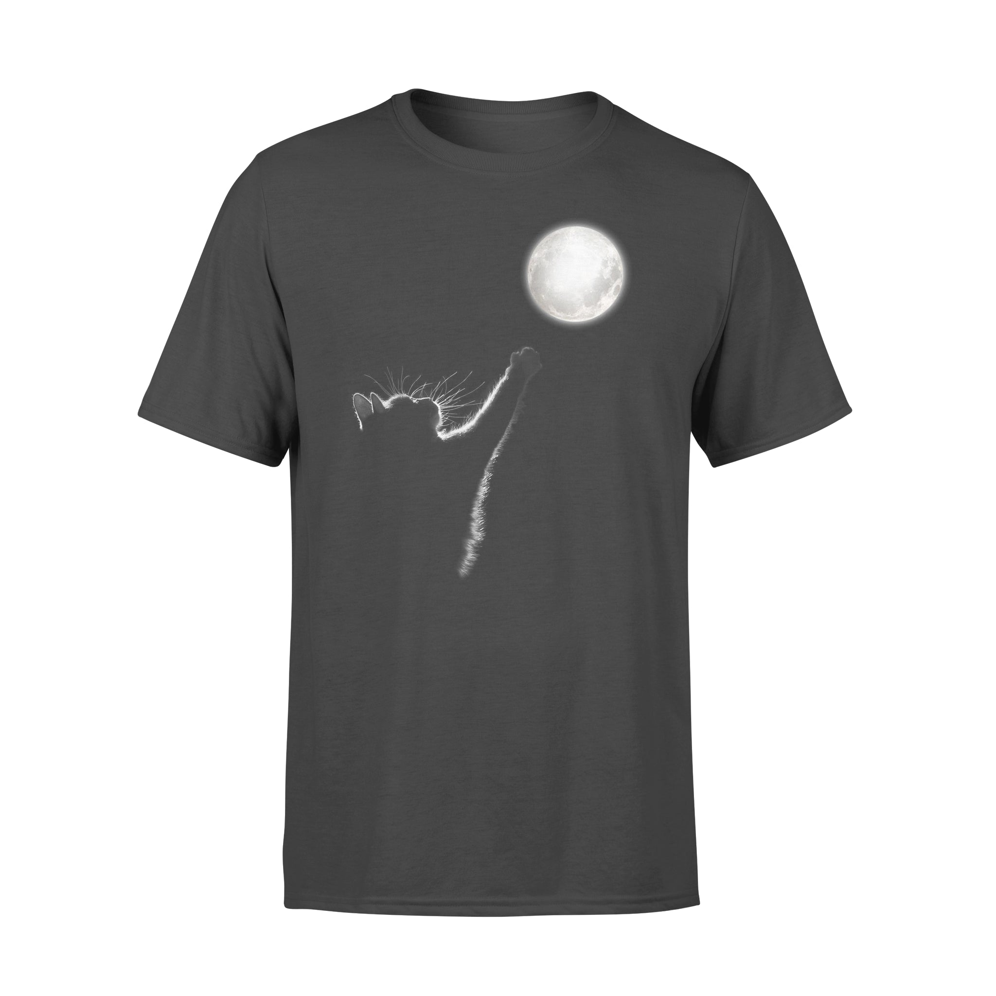 Cat Silhouette Reaching For The Moon For Cat Lover – Premium T-shirt