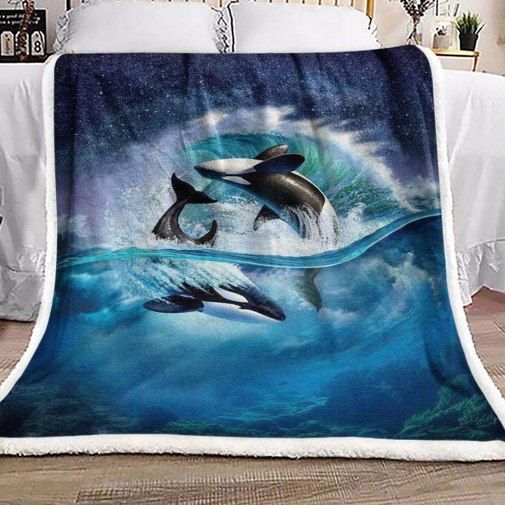 Dolphins Hn071057F Sherpa Fleece Blanket