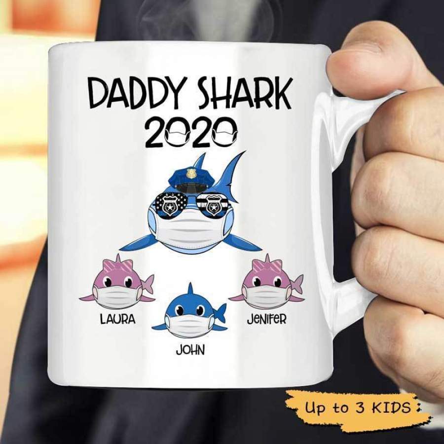 TBL – Police Daddy Shark Quarantine Personalized Mug