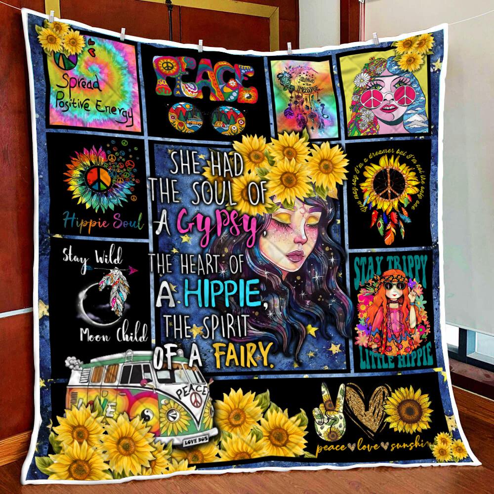 Hippie Girl She Has The Soul Of A Gypsy Quilt Blanket Quilt Set