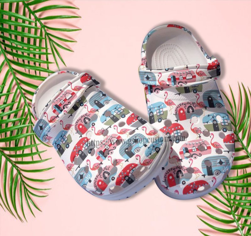 Flamingo Camping Bus Croc Shoes Gift Scout – Camping Flamingo Shoes Croc Clogs Gift Step Daughter