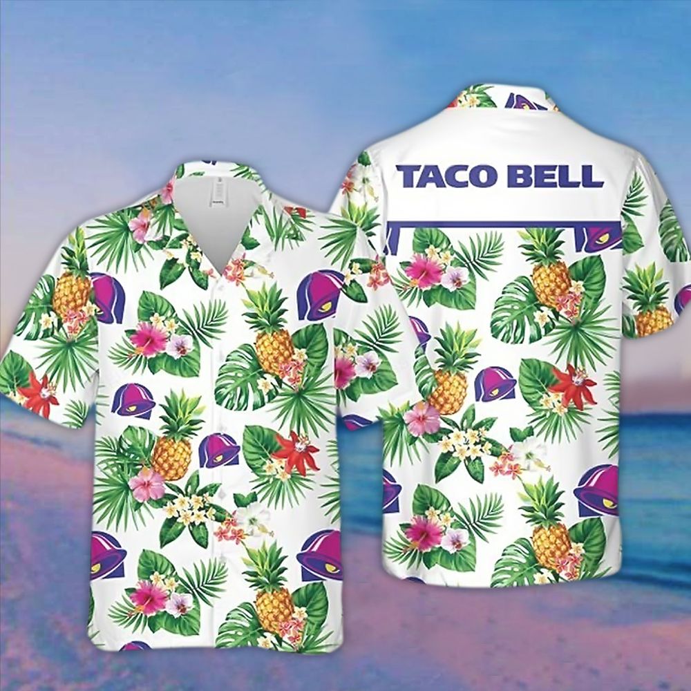 Taco Bell Hawaii Shirt Hibiscus Pineapple Tropical Aloha Summer Beach Clothing Men Ha6932