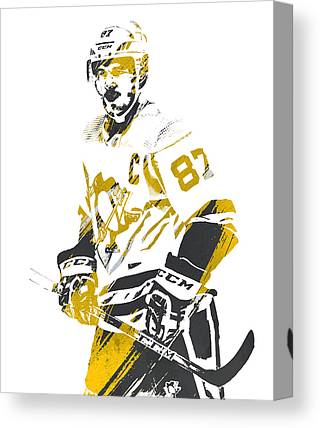 Sidney Crosby Pittsburgh Penguins Watercolor Strokes Pixel Art 2 Joe Hamilton Canvas Print