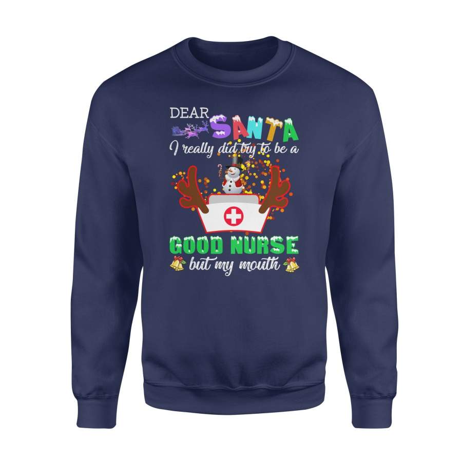 Santa Claus Good Nurse Deer Christmas Happiness Christmas Holiday Snowflakes Merry Christmas X-Mas Sweatshirt T shirt Christmas Gift Ideas