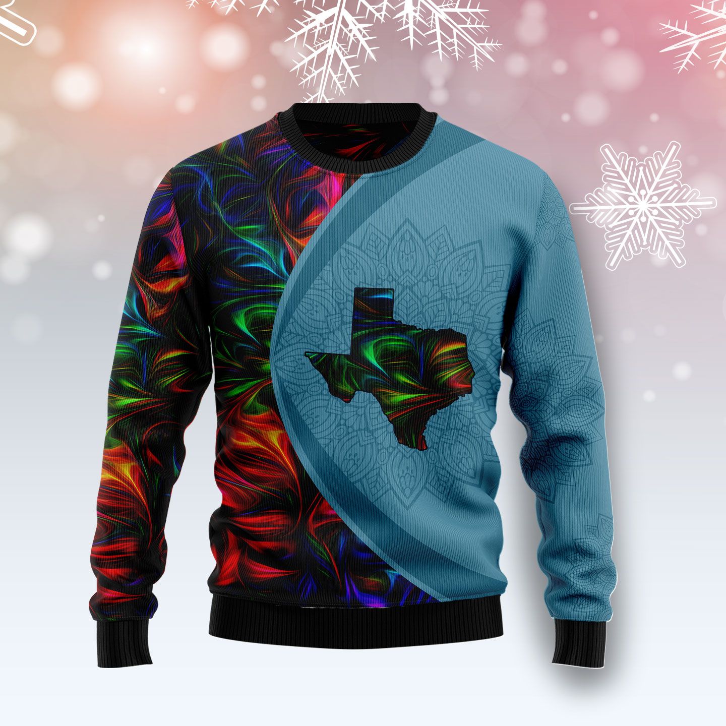 Texas Fractal Pattern Ugly Christmas Sweater | For Men & Women | Adult | Us4399