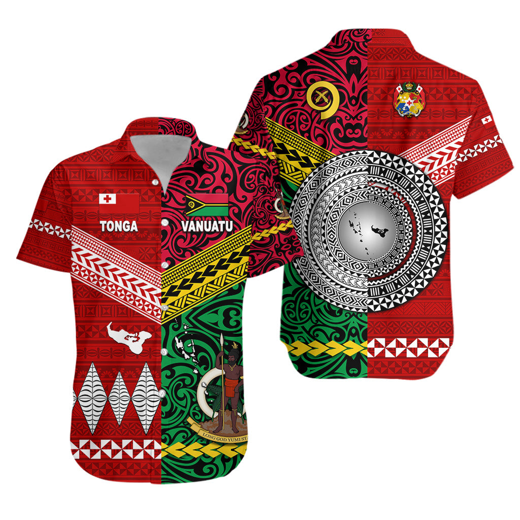 Vanuatu And Tonga Hawaiian Shirt Polynesian Together – Bright Red Lt8