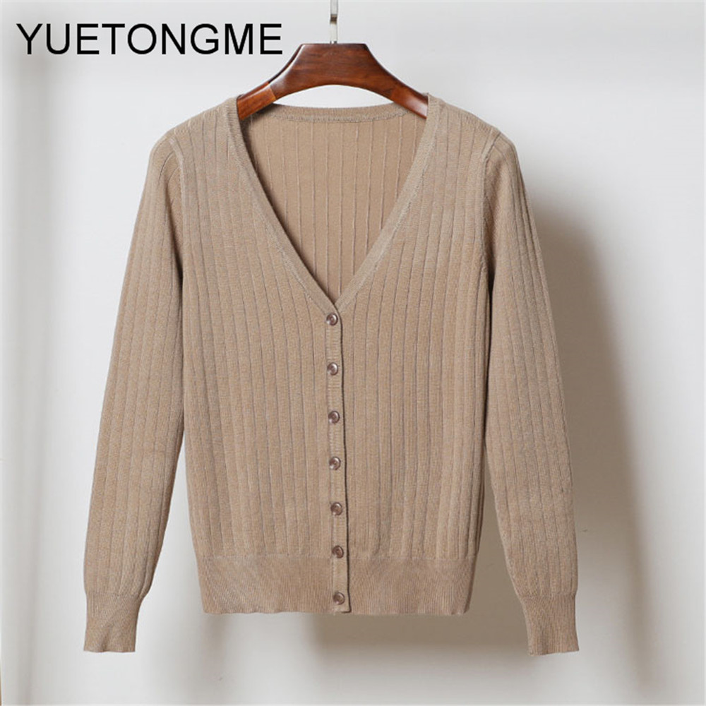 Women’s Korean Style V-neck Knitted Cardigans Female Casual All-match Sweater SW080 alx