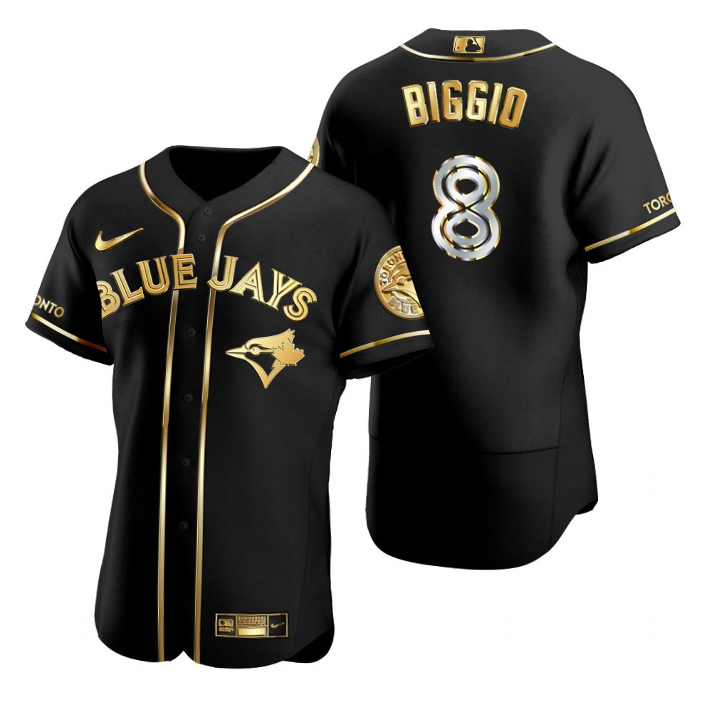 Toronto Blue Jays #8 Cavan Biggio MLB Golden Brandedition Black Jersey Gift For Blue Jays Fans