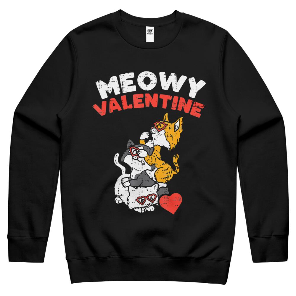 Meowy Valentine Cats Cute Kitten Cat Valentines Day Women Crewneck Sweatshirt