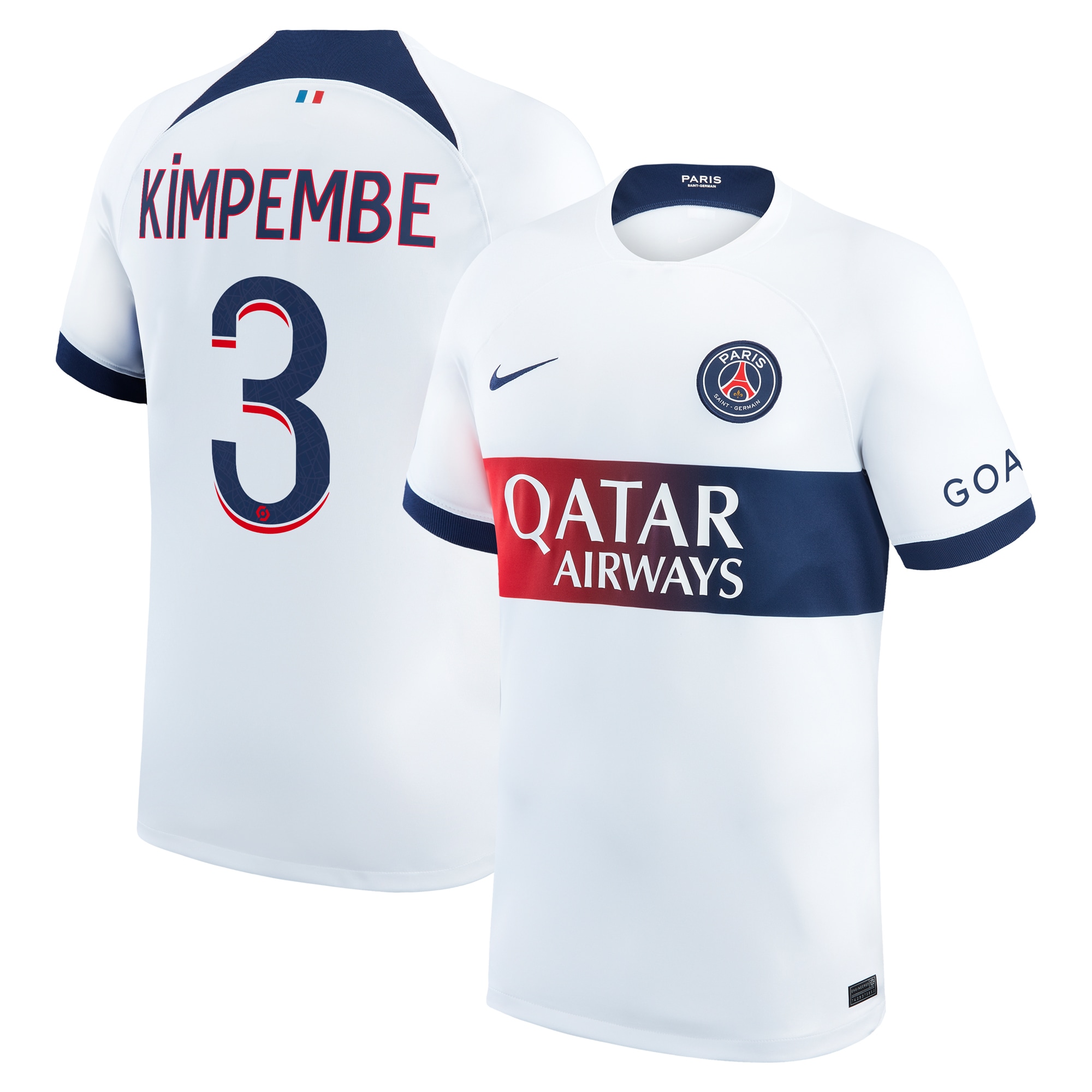 Presnel Kimpembe Paris Saint-Germain 2023/24 Away Stadium Replica Player Jersey – White