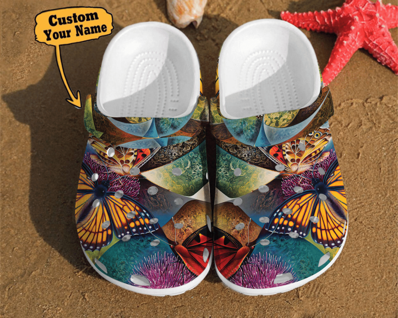 Butterfly Illusion Art Watercolor Unisex Birthday Gifts clog Shoes Butterfly