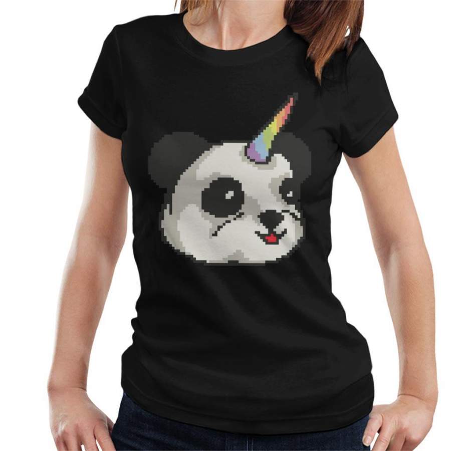 Pandacorn Panda Unicorn Pixel Art Women’s T-Shirt