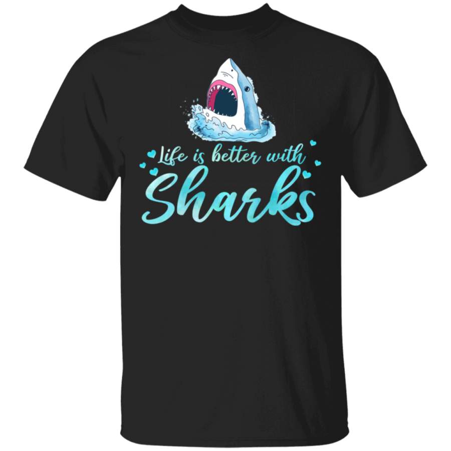 Cute Marine Life Is Better With Sharks Beach Sea Shark Lover Gifts T-Shirt