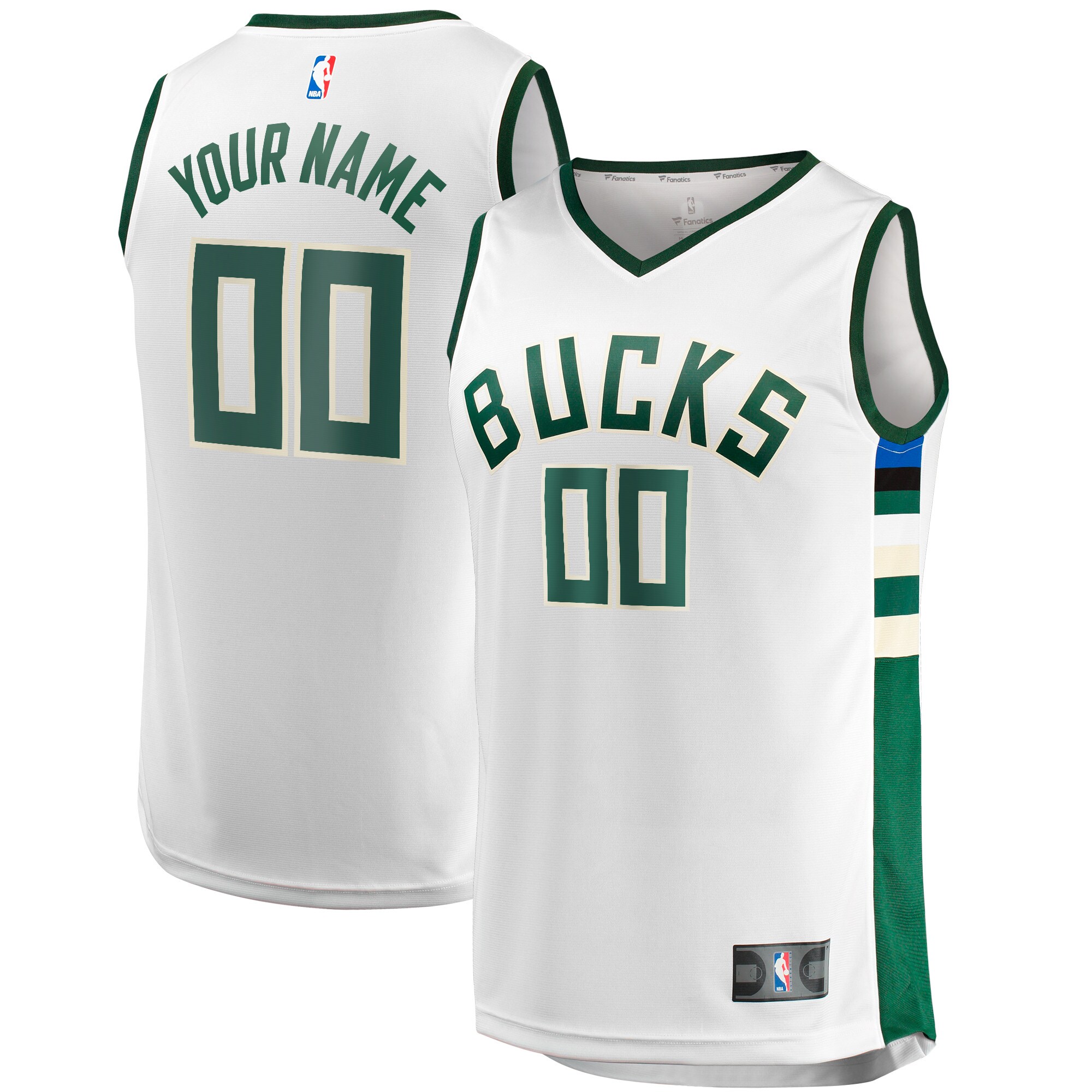 Milwaukee Bucks Branded Unisex Fast Break Custom Jersey – White – Association Edition