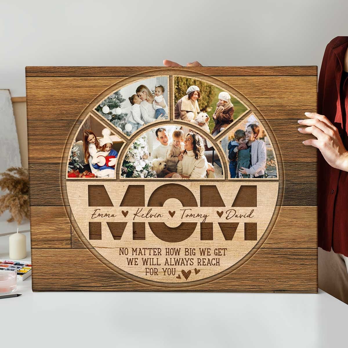 Custom Mom Photo Collage Canvas, Gift For Mom, Birthday Gift Ideas For Mom