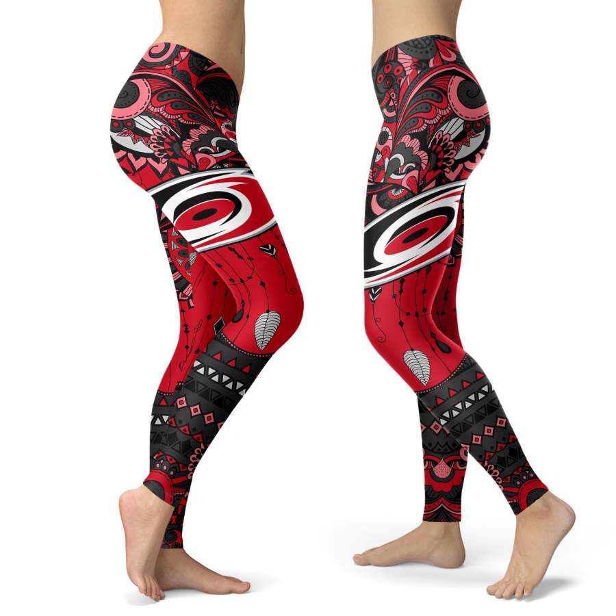 Boho Carolina Hurricanes Leggings With Fantastic Art