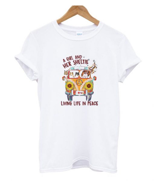 A girl and her sheltie living life in peace RS T-Shirt