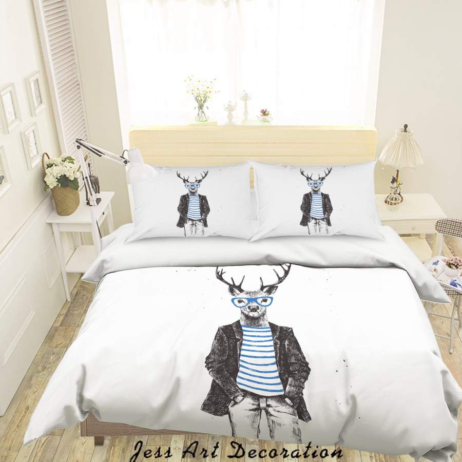 3D Cartoon Animal Deer Quilt Cover Set Bedding Set Duvet Cover Pillowcases A024 LQH