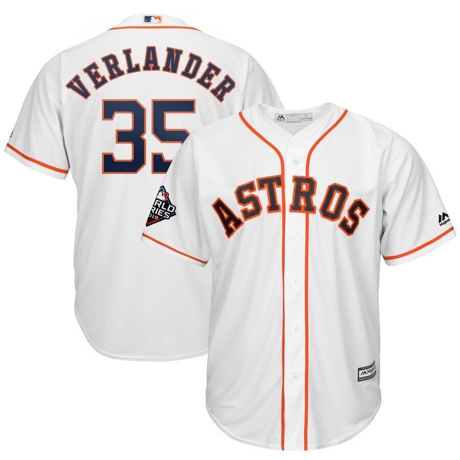 Justin Verlander Houston Astros Majestic 2019 World Series Bound Official Cool Base Player Jersey White