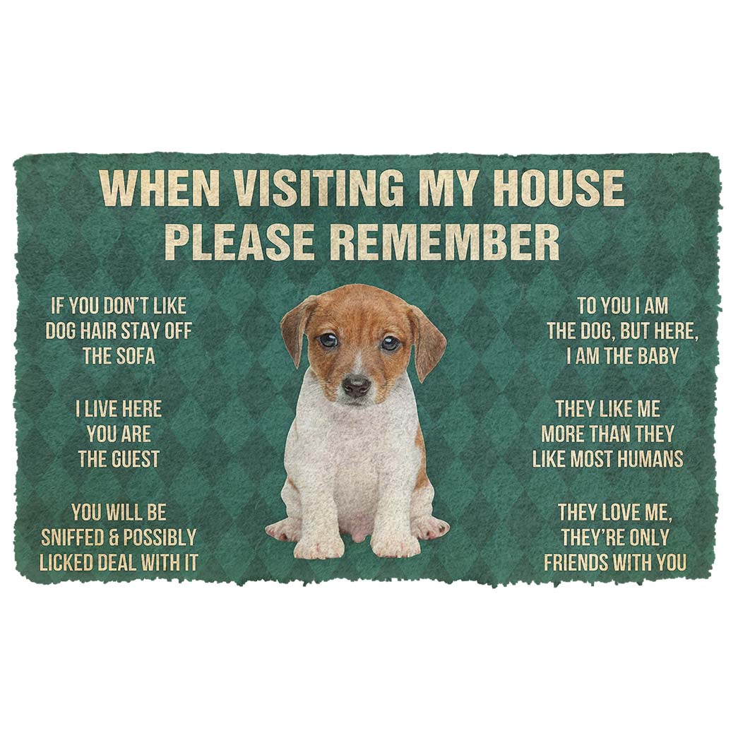 Gearhumans  Gearhuman 3D Please Remember Jack Russell Terrier Puppy Dogs House Rules Custom Doormat