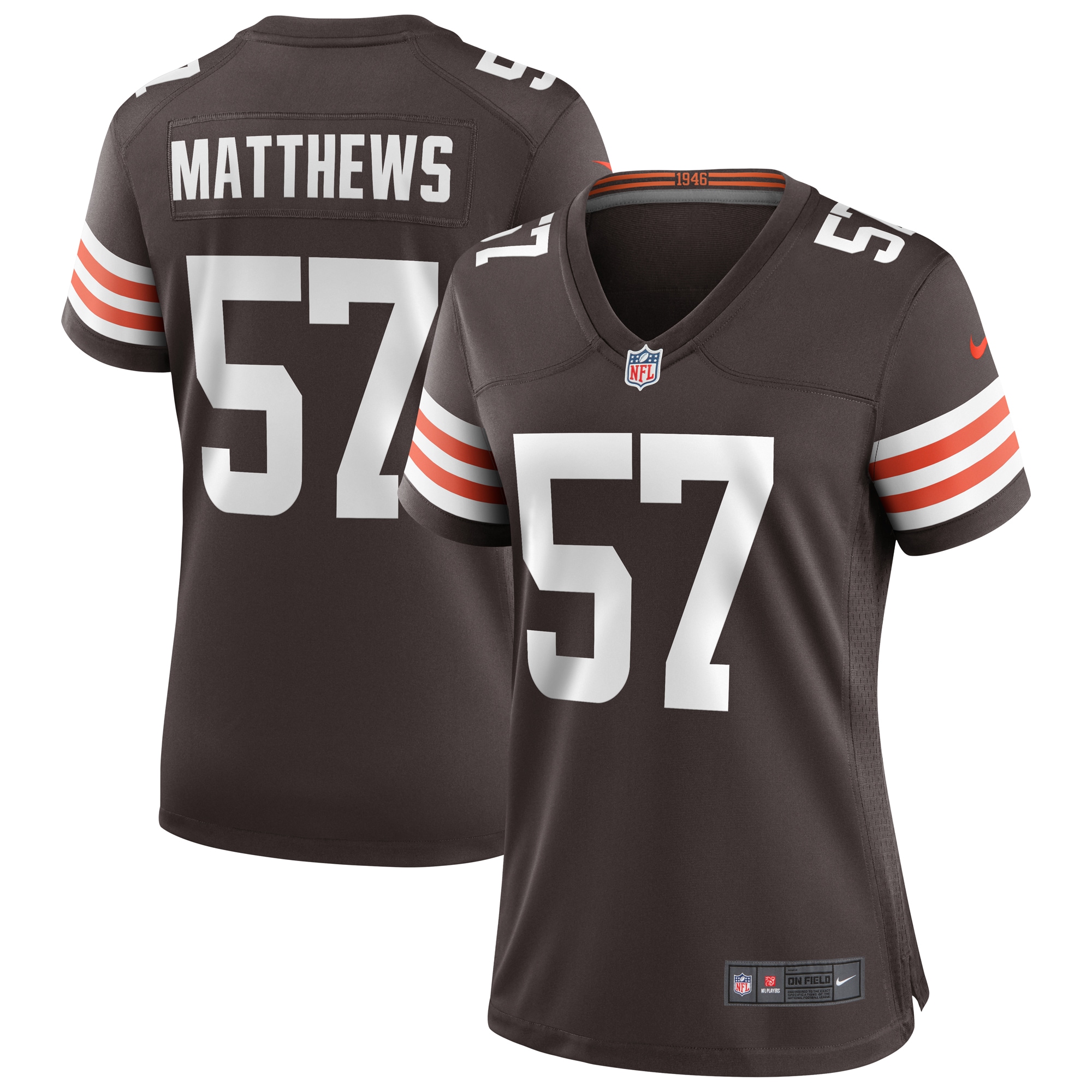 Women’s Cleveland Browns Clay Matthews Brown Game Retired Player Jersey