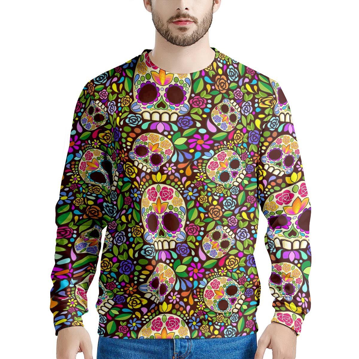 Sugar Skull Mexican Floral Men’S Sweatshirt