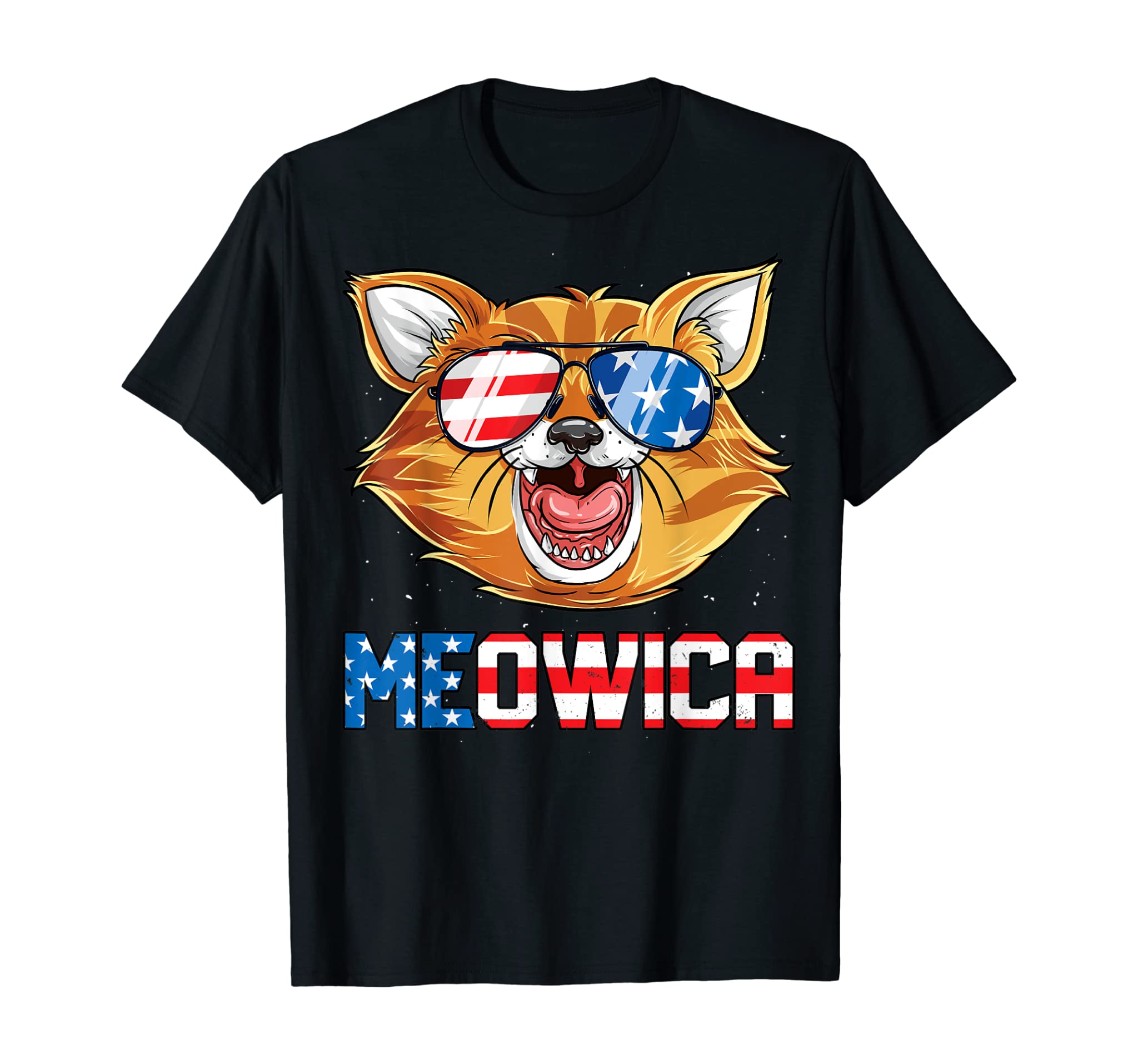 Cat 4th of July T shirt Meowica Merica Men USA American Flag