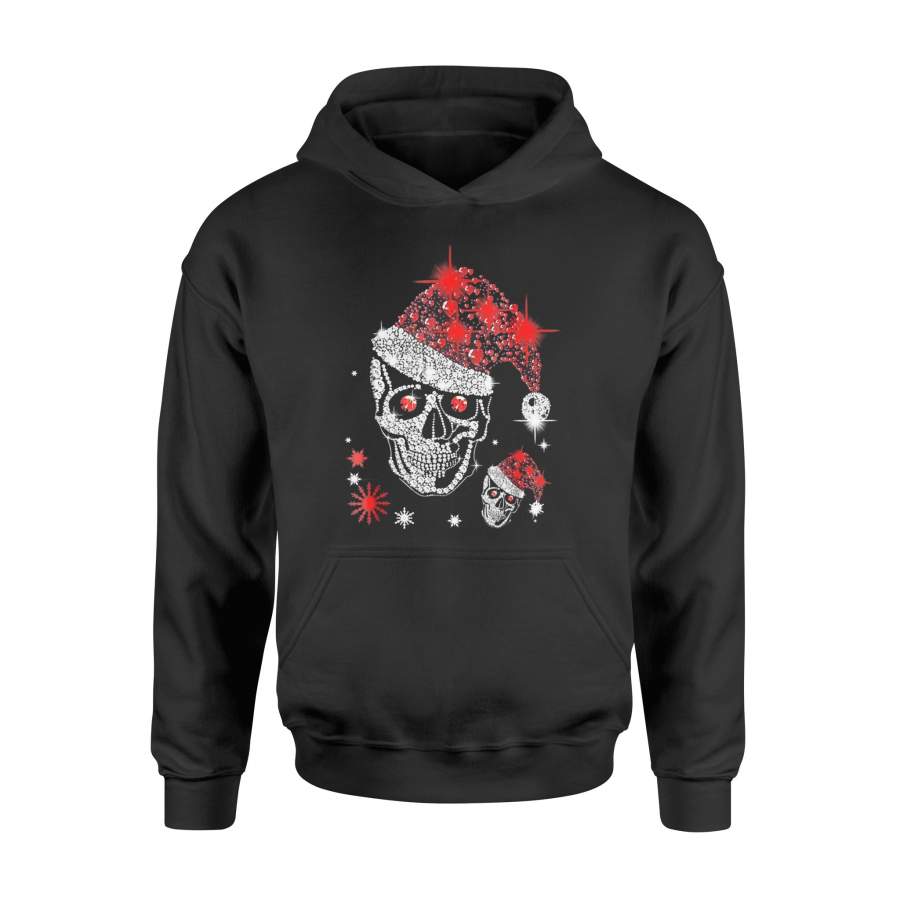 Shiny Diamond Skull Bling Rhinestone Christmas T-Shirt – Standard Hoodie