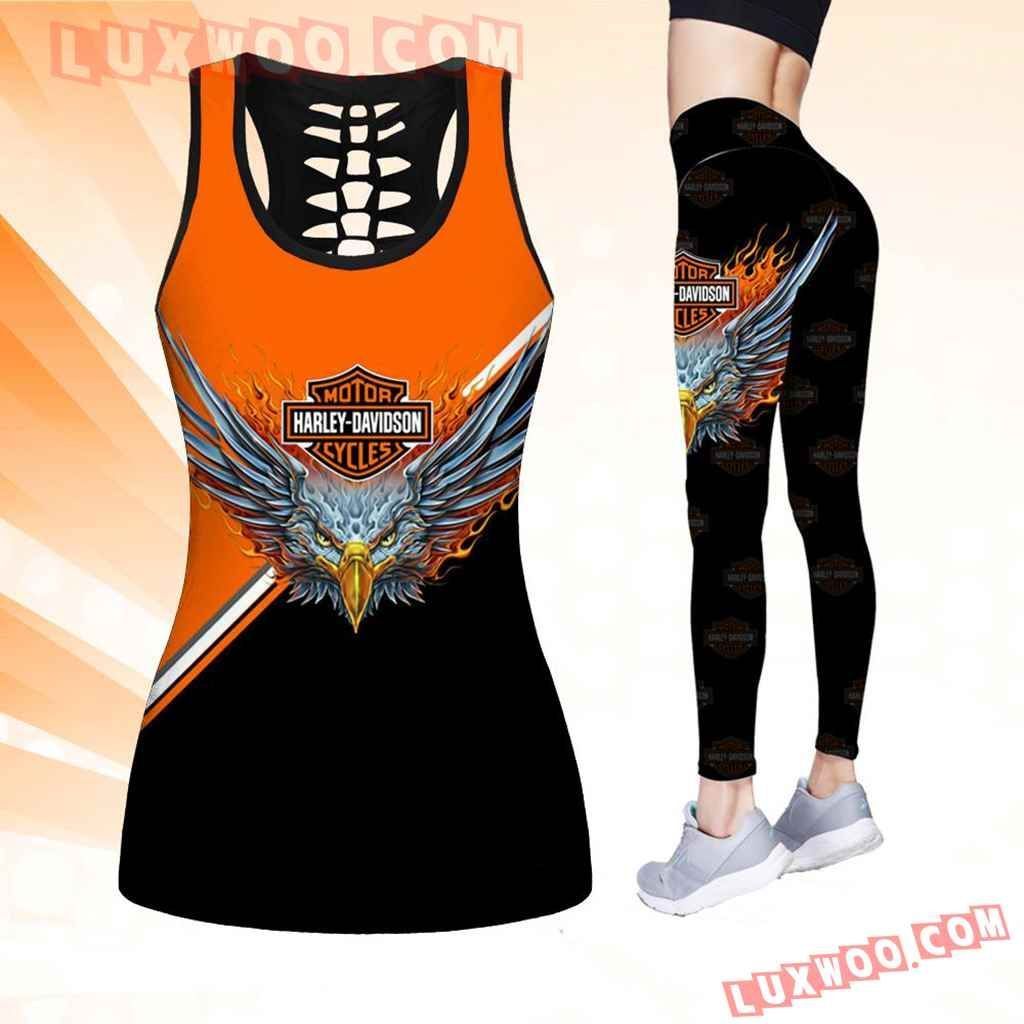 Combo Harley Davidson New Eagle Hollow Tanktop Legging Set Outfit K1527