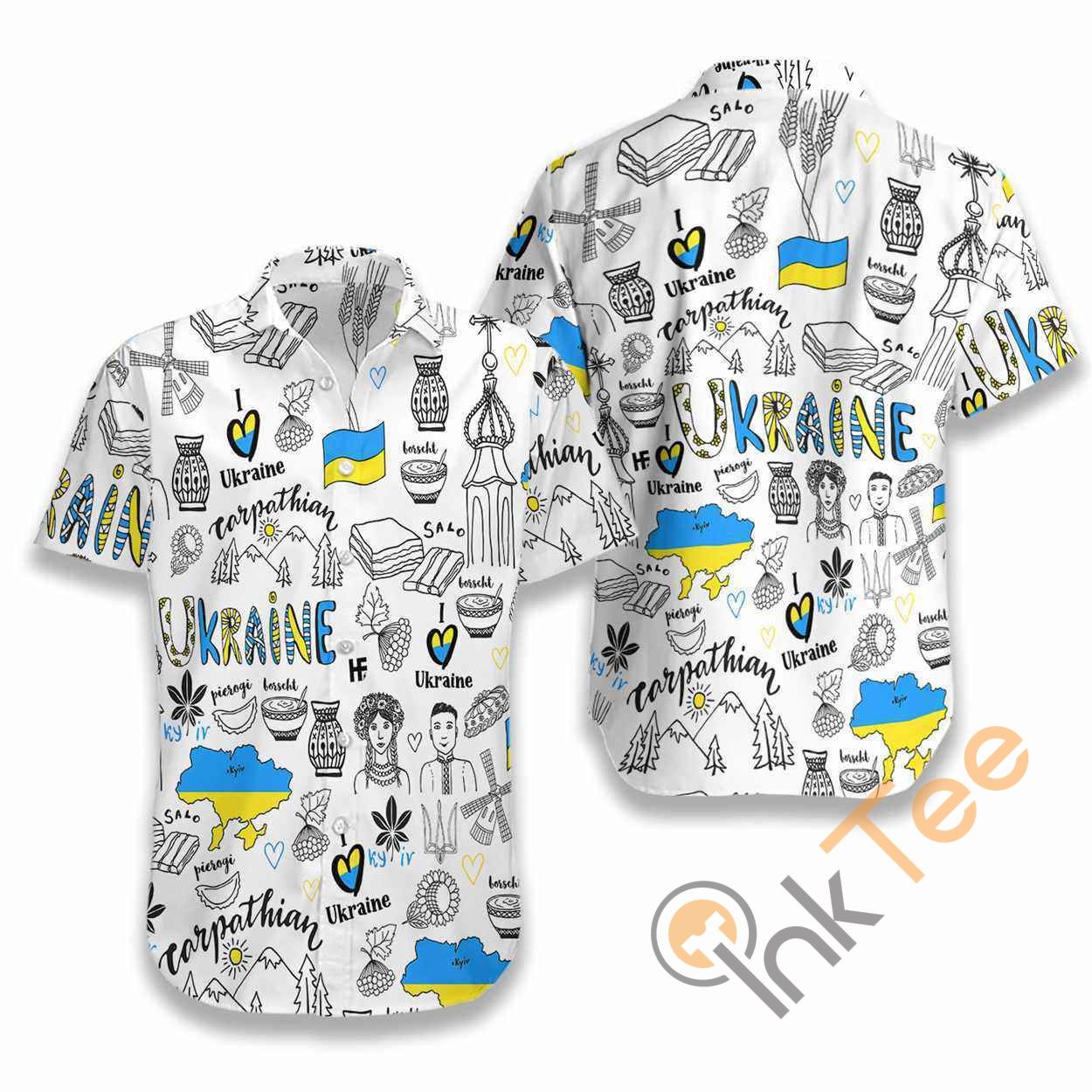 I Love Ukraine Doodle Hawaii Shirts Ha97610