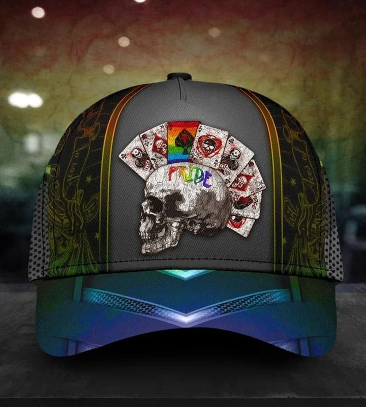 Skull Lgbt Pride Cards All Over Printing Baseball Cap Hat Lgbt Accessories