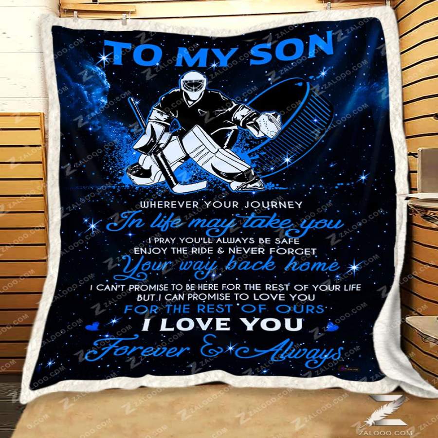 Zalooo – Custom Fleece Blanket – HOCKEY GOALIE – To my Son – Journey