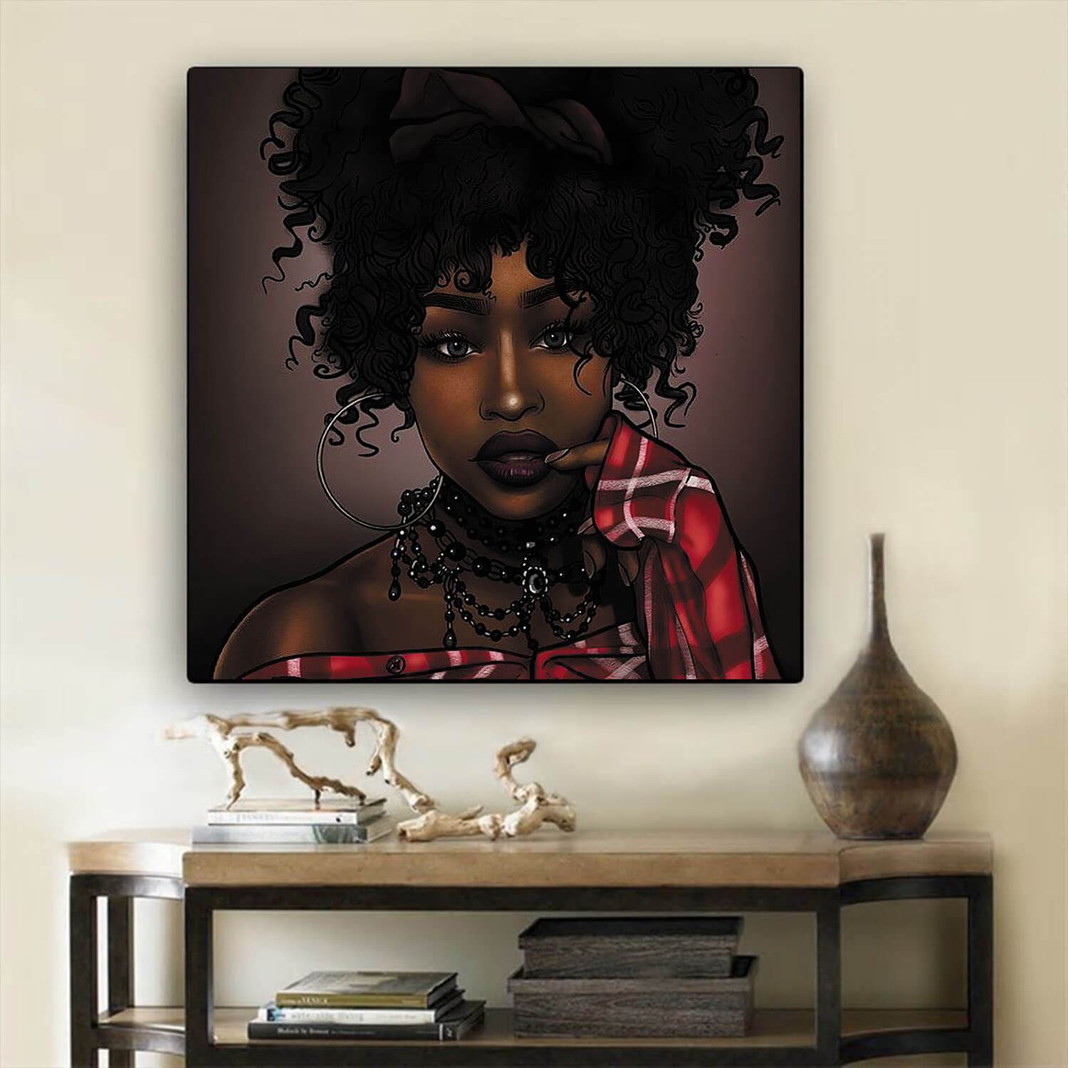 African American Canvas Art Beautiful Melanin Girl Black History Artwork Afrocentric Home Decor Ideas BPS91191