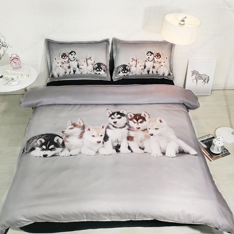 Puppy Dog 3D Bedding Set With Duvet Cover Pillow Case Bed Sheet