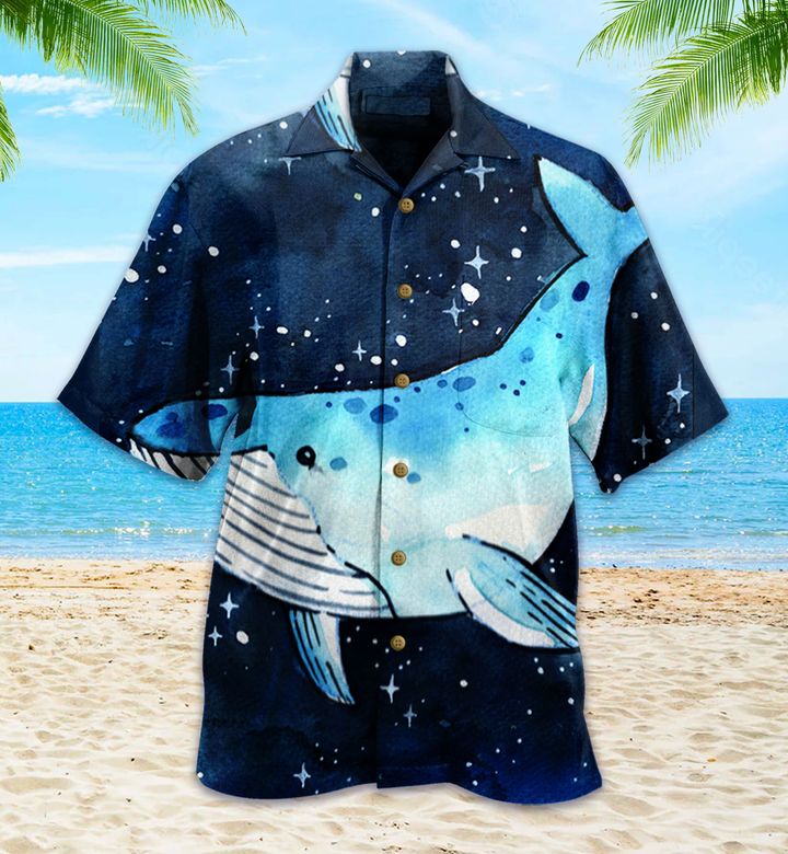 Blue Whale Galaxy Hawaii Shirt Ha72288