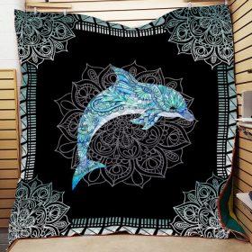 Dolphin Mandala pattern hippie lover Quilt