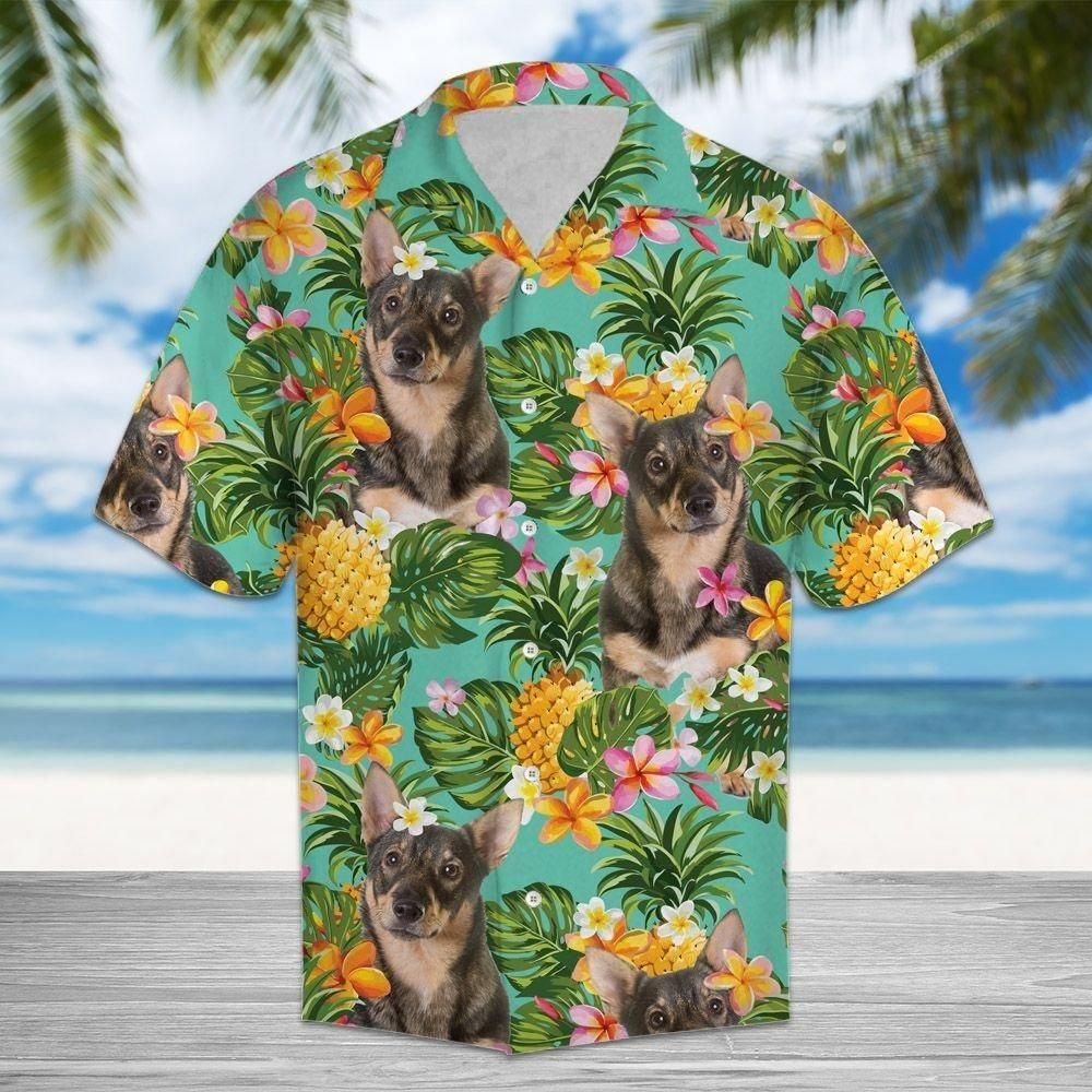 Tropical Pineapple Swedish Vallhund Aloha Hawaiian Shirt Colorful Short Sleeve Summer Beach Casual Shirt For Men And Women