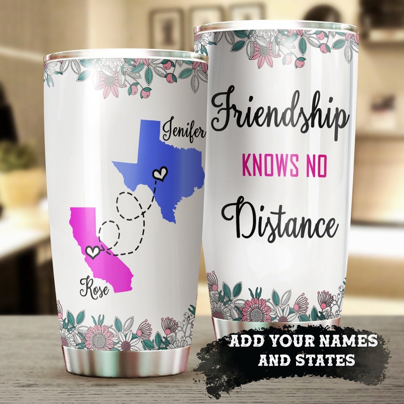 Long Distance Friendship Personalized State To State Friend Tumbler-Birthday Gift Christmas Gift For Best Friend-Gift For Bff Moving Away