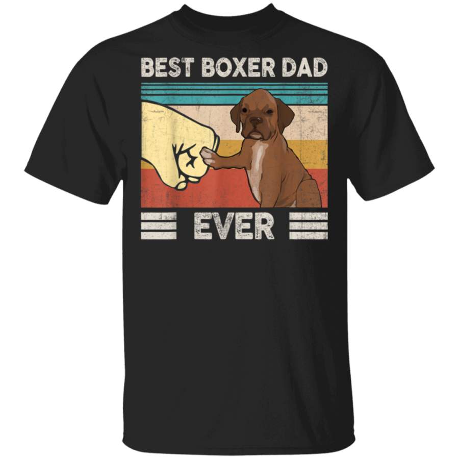 Mens Best Boxer Dad Ever Retro Vintage Daddy Fathers Day Gifts Tshirt